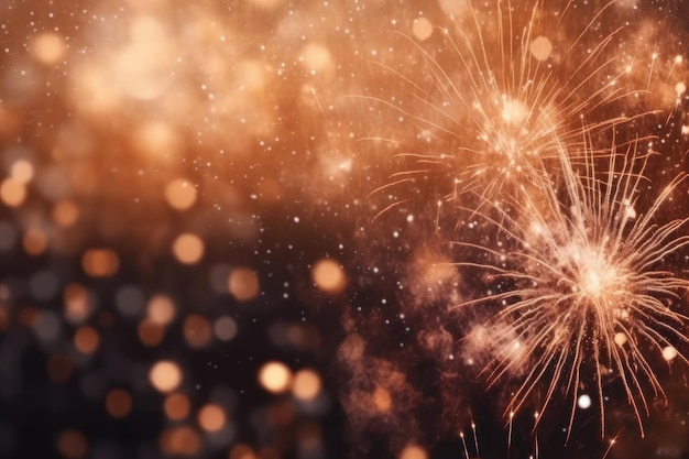 Buntes Feuerwerk zu Neujahr und Kopierraum, abstrakter Feiertagshintergrund, elegantes Glitzerkonfetti