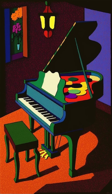 Foto buntes klavier in einem hell erleuchteten raum mit einer generativen lampe