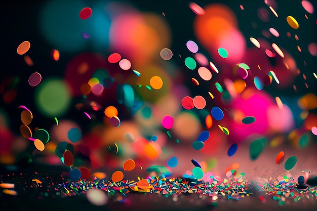 Buntes Konfetti vor buntem Hintergrund mit Bokeh für Karneval Art Illustration Generative AI