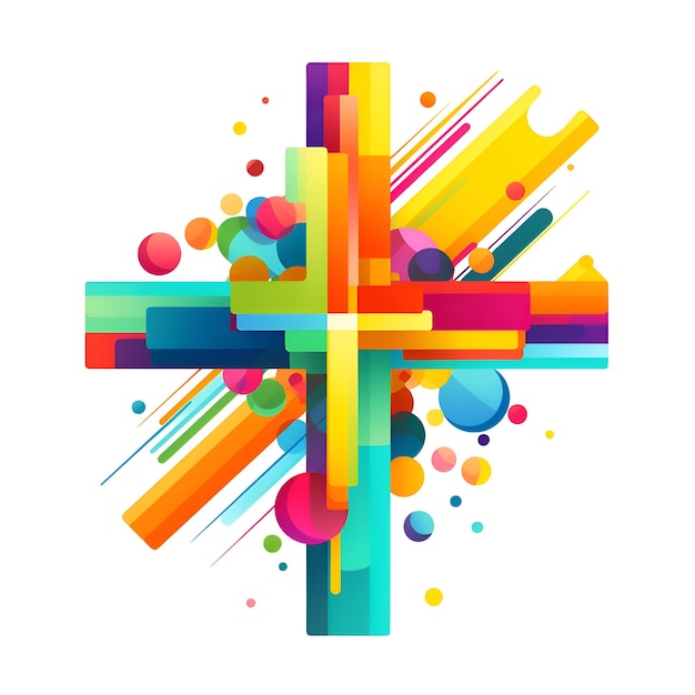 Buntes Kreuz mit abstrakter Hintergrundillustration