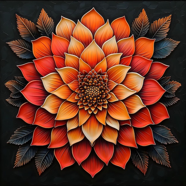 Buntes Mandala-Blumen-Sprühgemälde im Realismus von Andrzej Sykut