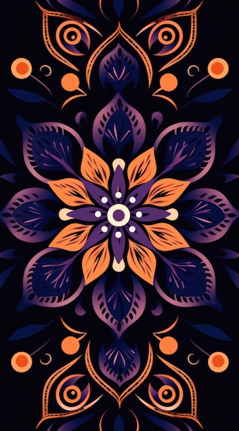 Buntes Mandala-Lotus-Illustrationsdesign auf violettem Hintergrund