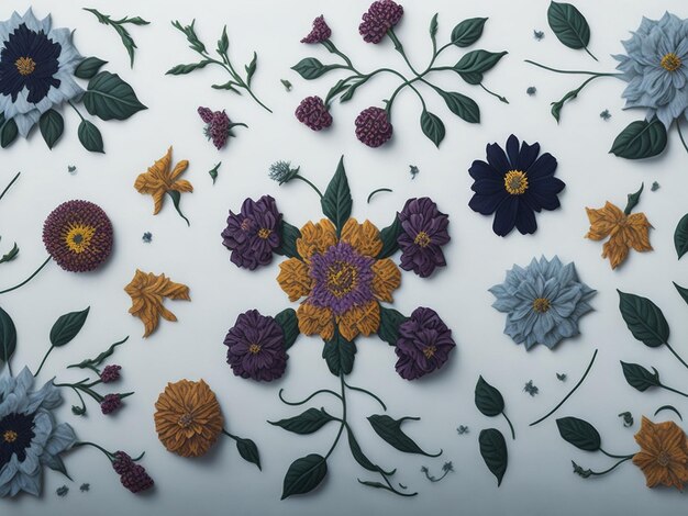 Buntes mexikanisches Blumenmuster, schöne Fantasie-Vintage-Tapete, botanische Blume, AI generiert