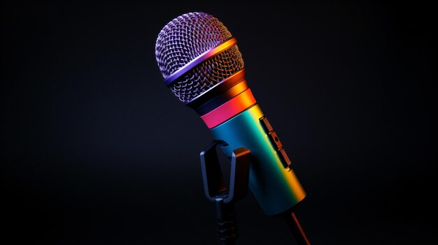 Buntes Mikrofon mit schwarzem Hintergrund