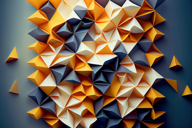 Buntes Mosaik dreieckiger Hintergrund Papier-Origami Generative KI-Illustration
