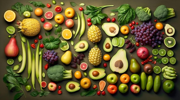 Buntes Obst- und Gemüse-Medley, ein generatives KI-Meisterwerk