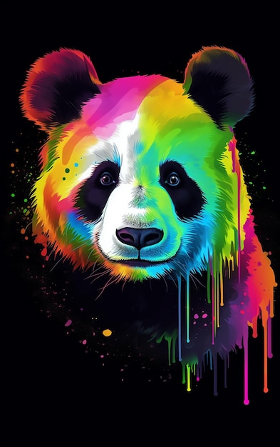 Buntes Panda-Poster mit dem Gemälde „Regenbogenpanda“ von mgl meiklejohn mit Grafiklizenz