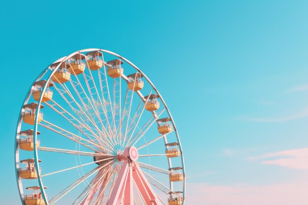 Buntes Riesenrad des Vergnügungsparks im Hintergrund des blauen Himmels Generative KI