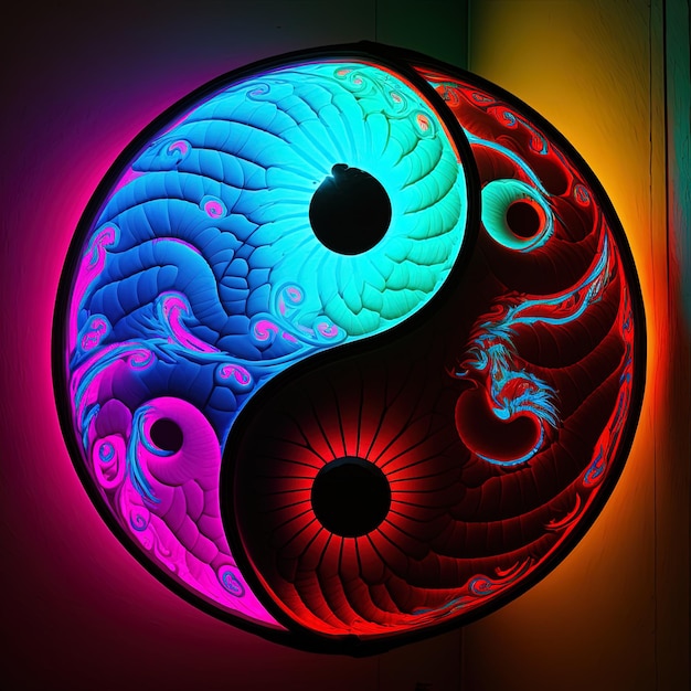 Buntes Yin und Yang aus Farbkombinationen. Symbol der Harmonie