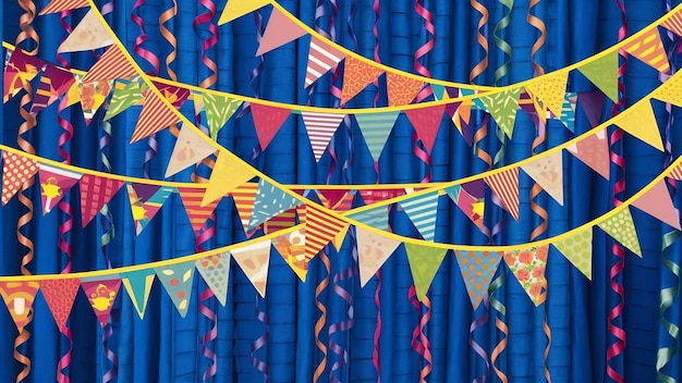 Foto bunting colorido em fundo azul