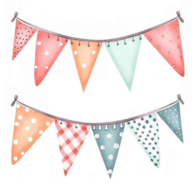 Bunting de aniversário em aquarela