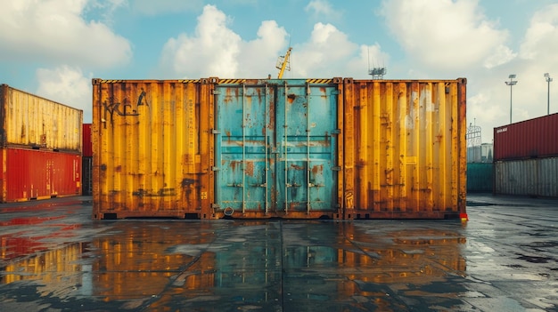 Un buque de carga que transporta contenedores industriales para importaciones y exportaciones logísticas