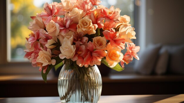 buquê de belas flores em vaso