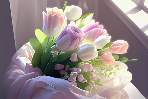 Buquê de casamento de beleza com tulipa AI Generated