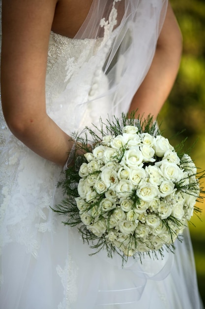 Buquê de casamento. flores da noiva. flores nupciais, foto do conceito de casamento.