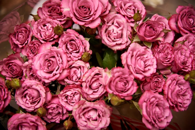 Buquê de close-up de rosas.