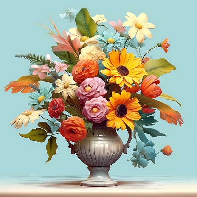 Buquê de flores coloridas arranjos florais fotos de decoração de vasos Arte gerada por IA