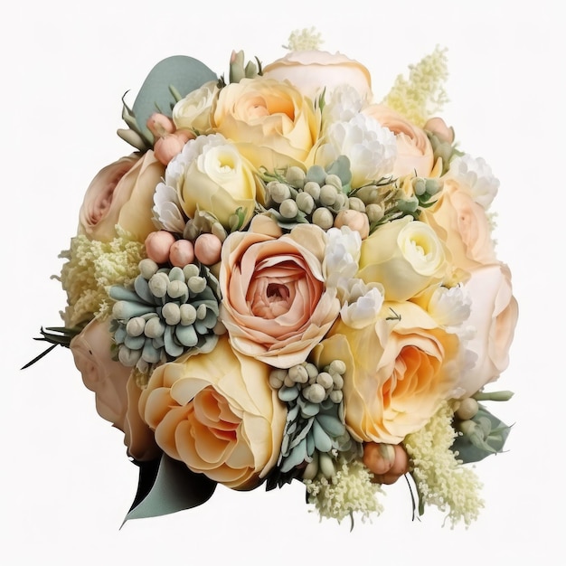 Buquê de flores de casamento isolado ilustração generativa AI