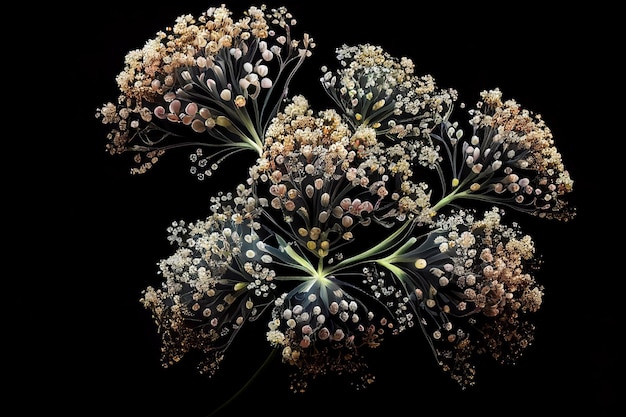Buquê de flores em um fundo preto Generative AI