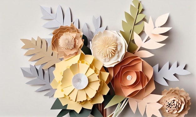 Buquê de flores feito de papel artesanal Generative AI