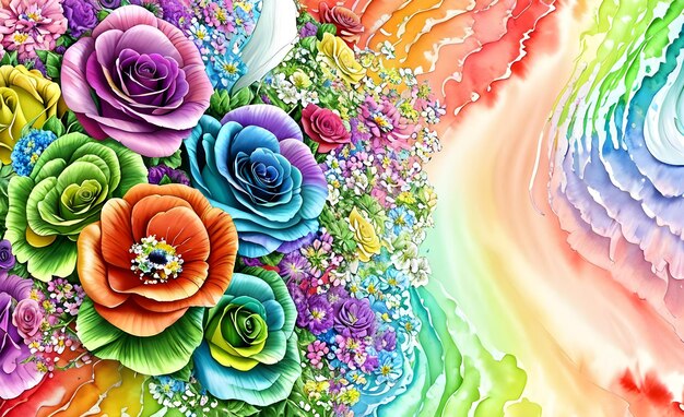 Foto buquê de flores pintado digitalmente decorado com um fundo abstrato