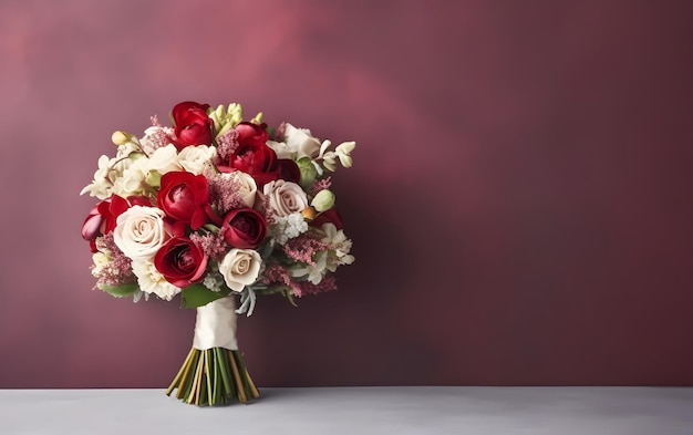 Buquê de lindas flores na cor de fundo Espaço para texto