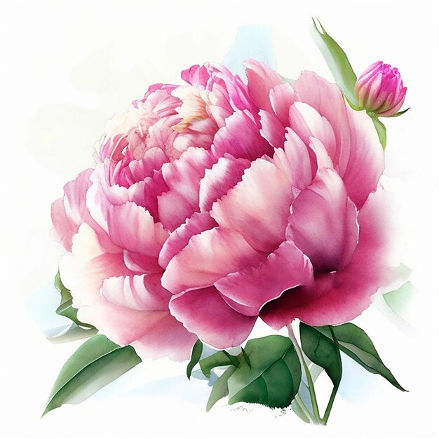 Buquê de pintura digital em cores pastel de flores de peônias isoladas em fundo branco