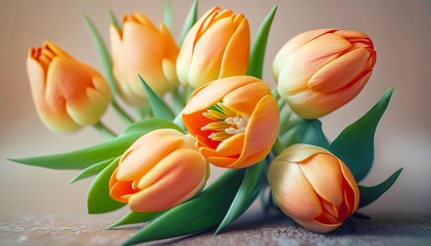 Buquê de tulipas amarelas em fundo pastel Generative AI