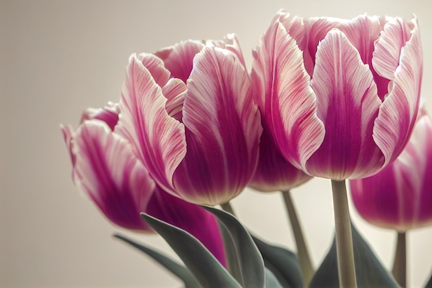 Buquê de tulipas isolado na luz de fundo suave