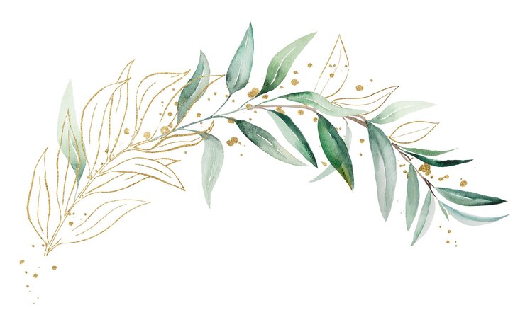 Foto buquê dourado geométrico feito de eucalipto verde aquarela deixa ilustração de casamento
