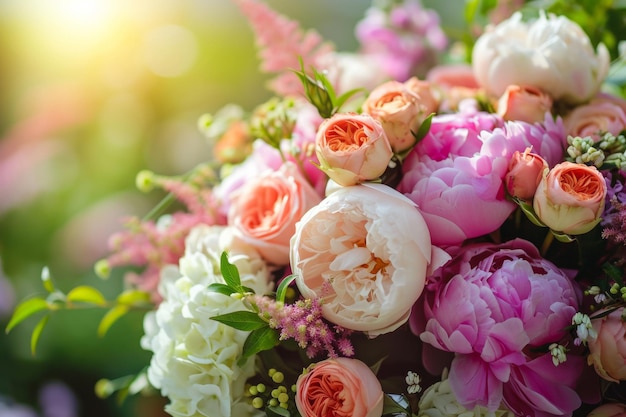 Buquê exuberante e fresco de flores coloridas de diferentes espécies IA generativa