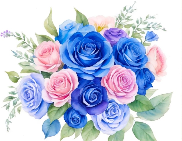 Foto buquê floral aquarela modelo de elementos decorativos ilustração de desenho animado plano isolado