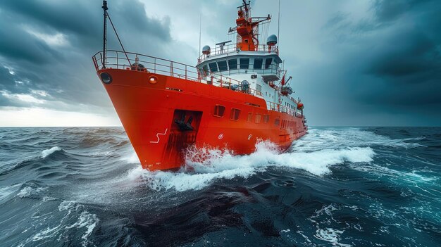 Foto buque de investigación oceanográfica avanzada que explora los misterios marinos la ciencia en el mar