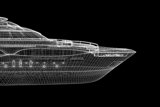 Buque petrolero de transporte de petróleo crudo, estructura de cuerpo modelo 3D, modelo de alambre