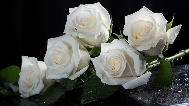 Foto buquet de rosas blancas de primer plano concepto de fondo del día de san valentín