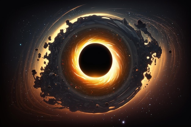 Buraco negro na arte científica do universo no resumo