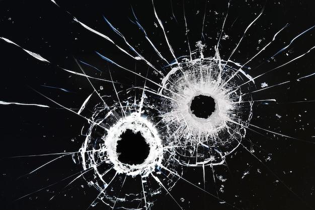 Foto buracos de balas fundo de vidro quebrado autêntico realista