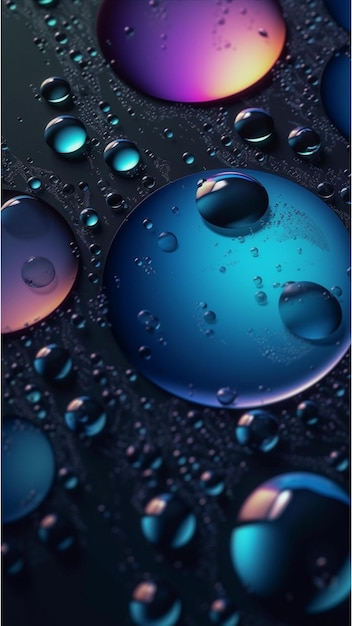 Foto burbuja de aceite de fondo de pantalla de teléfono degradado en fondo de agua