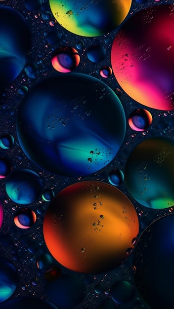 Burbuja de aceite de fondo de pantalla de teléfono degradado en fondo de agua