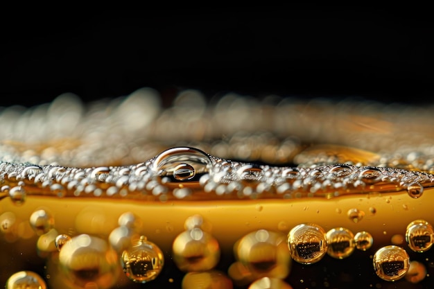 Foto burbuja amarilla en gotas de agua de la superficie del vidrio