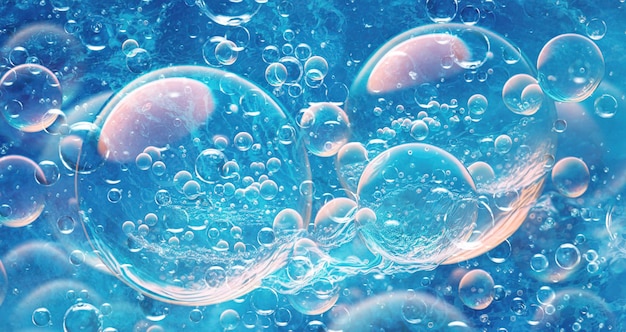 Una burbuja azul en el agua.