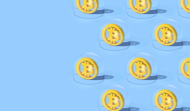Burbuja de criptomonedas de Bitcoin. Logotipo de Bitcoin dentro de una burbuja. Representación 3D.