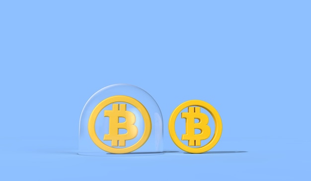 Burbuja de criptomonedas de Bitcoin. Logotipo de Bitcoin dentro de una burbuja. Representación 3D.