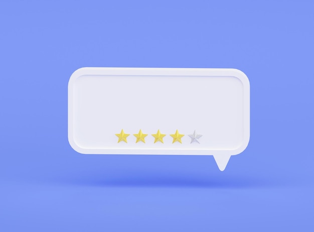 Burbuja de discurso de odio vacío 3D con calificación de 5 estrellas para revisión Mockup para texto o notificaciones