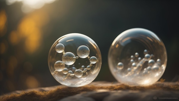 Burbujas abstractas al amanecer IA generativa