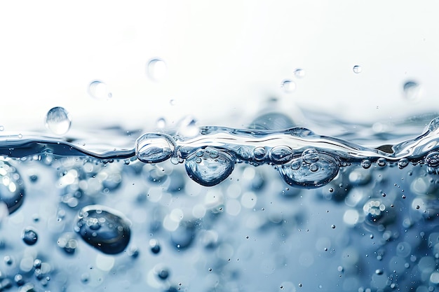 Burbujas de agua y aire sobre fondo blanco