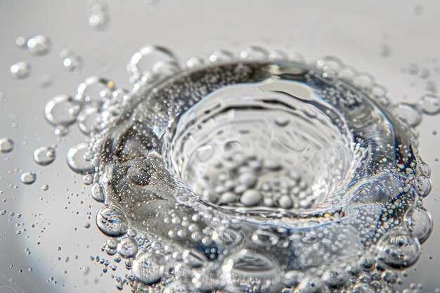 Burbujas de agua y aire sobre fondo blanco