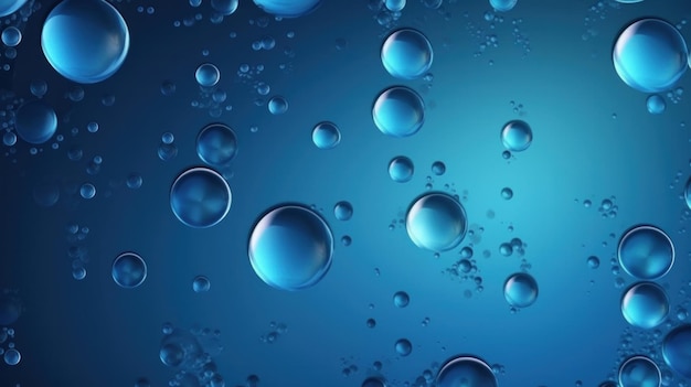 Burbujas de agua azul transparente generadas por IA