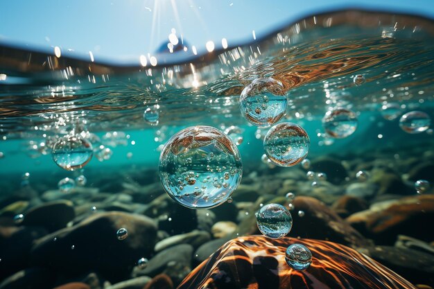 Burbujas de agua en el mar