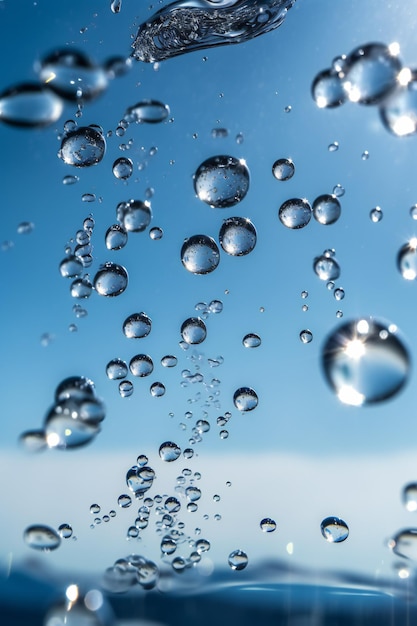 Burbujas de agua en un vaso